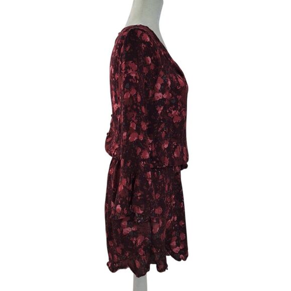 Free People All the Right Ruffles Women's Romper Red Multi Floral 3/4 Sleeve M - Picture 6 of 10